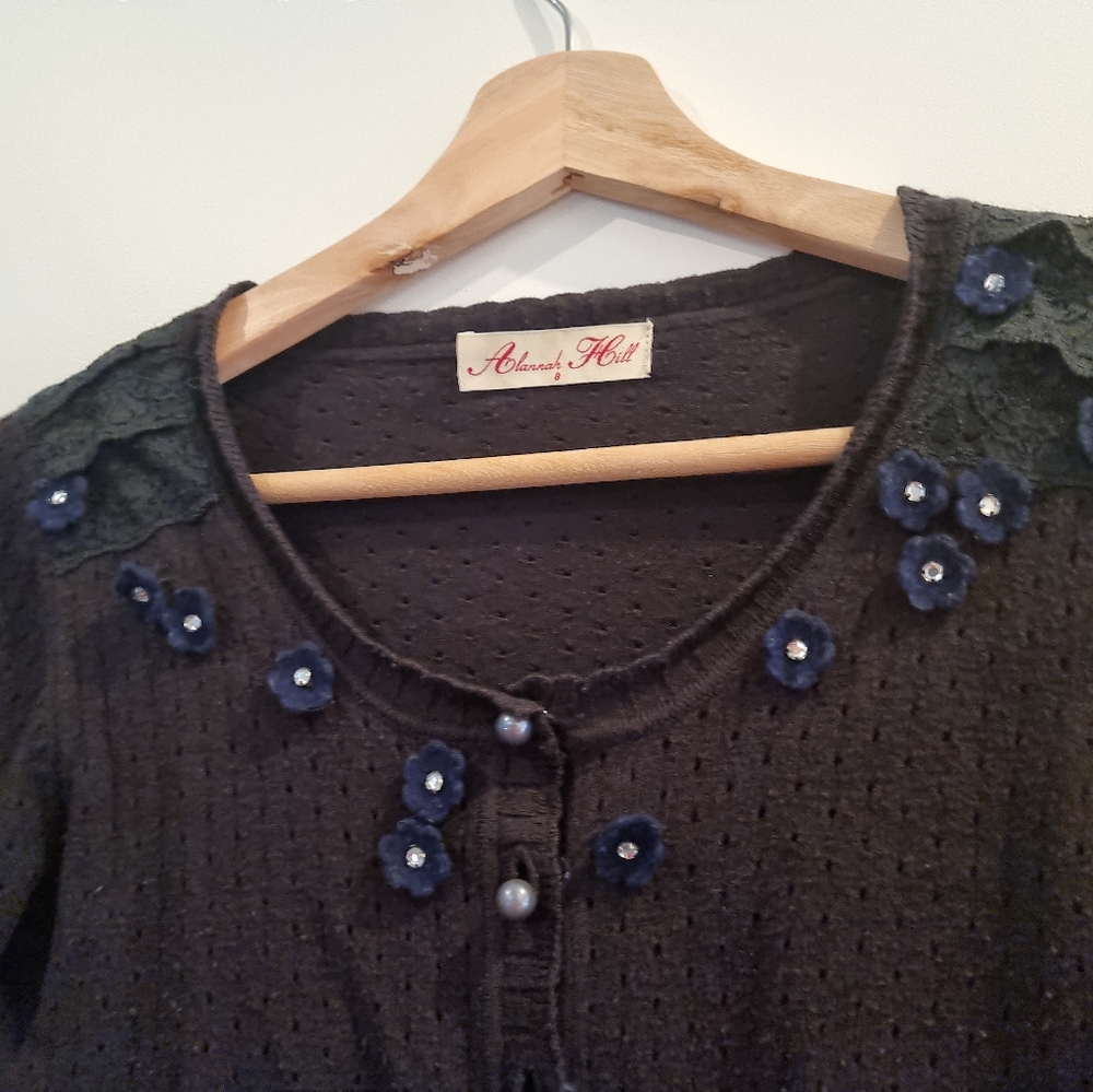 Lovely navy blue Alannah Hill size 10 cardigan - Picture 3 of 3